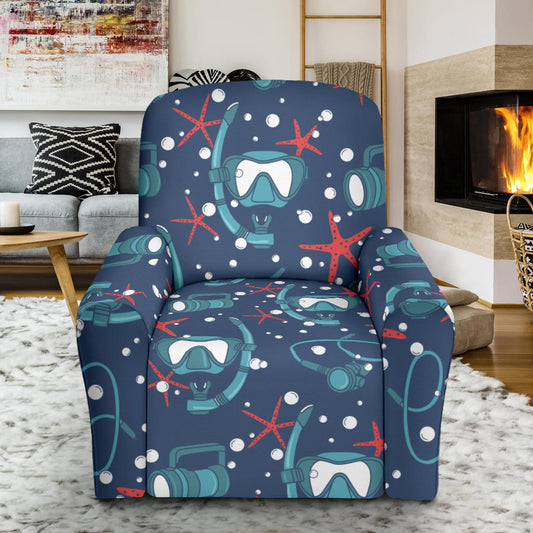 Scuba Equipment Print Design LKS302 Recliner Slipcover with Pocket