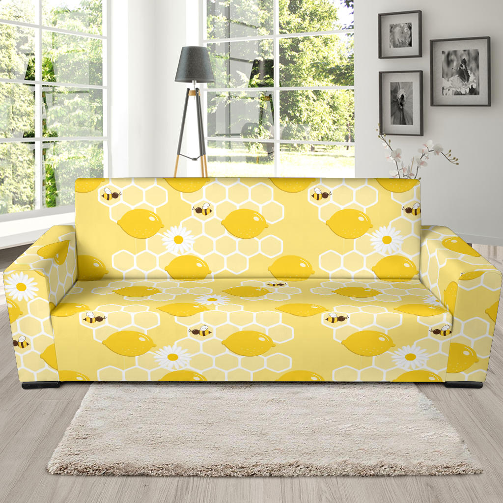 Honey Bee Honeycomb Print Design LKS3010 Sofa Slipcover