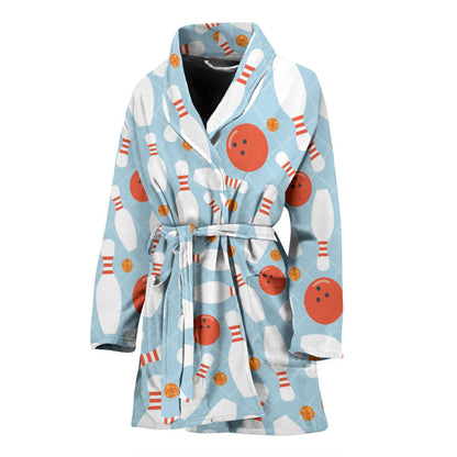 Bowling Pattern Print Design 09 Women Bathrobe