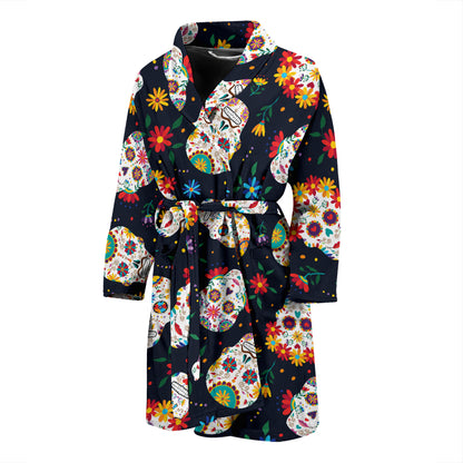 Sugar Skull Print Design LKS305 Men Bathrobe