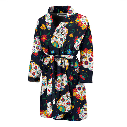 Sugar Skull Print Design LKS305 Men Bathrobe