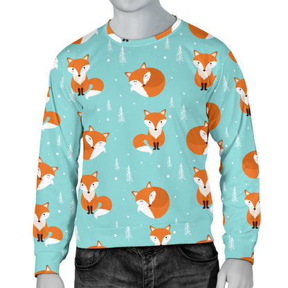 Fox Design Snow Print Pattern Men Long Sleeve Sweatshirt