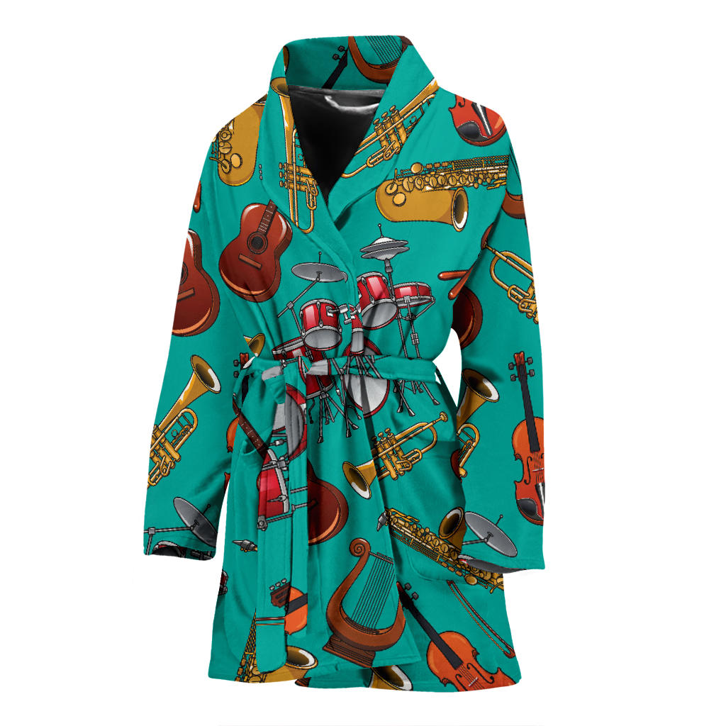 Drum Set Pattern Print Design 01 Women Bathrobe