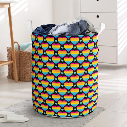Rainbow Heart Print Pattern Laundry Basket