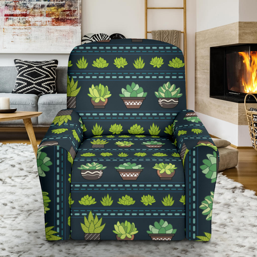Cactus Pattern Print Design 07 Recliner Slipcover with Pocket
