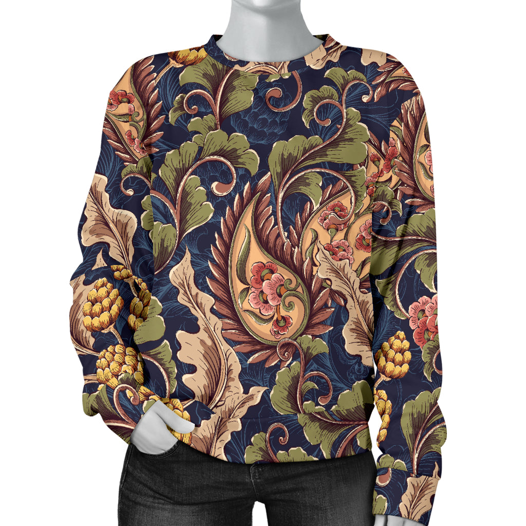 Floral Vintage Classic Print Women Long Sleeve Sweatshirt
