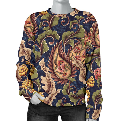 Floral Vintage Classic Print Women Long Sleeve Sweatshirt