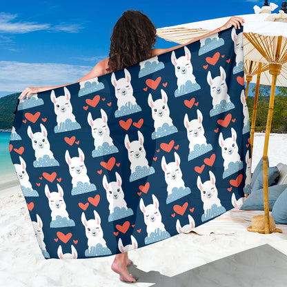 Alpaca Love Pattern Print Design 05 Sarong Pareo Wrap