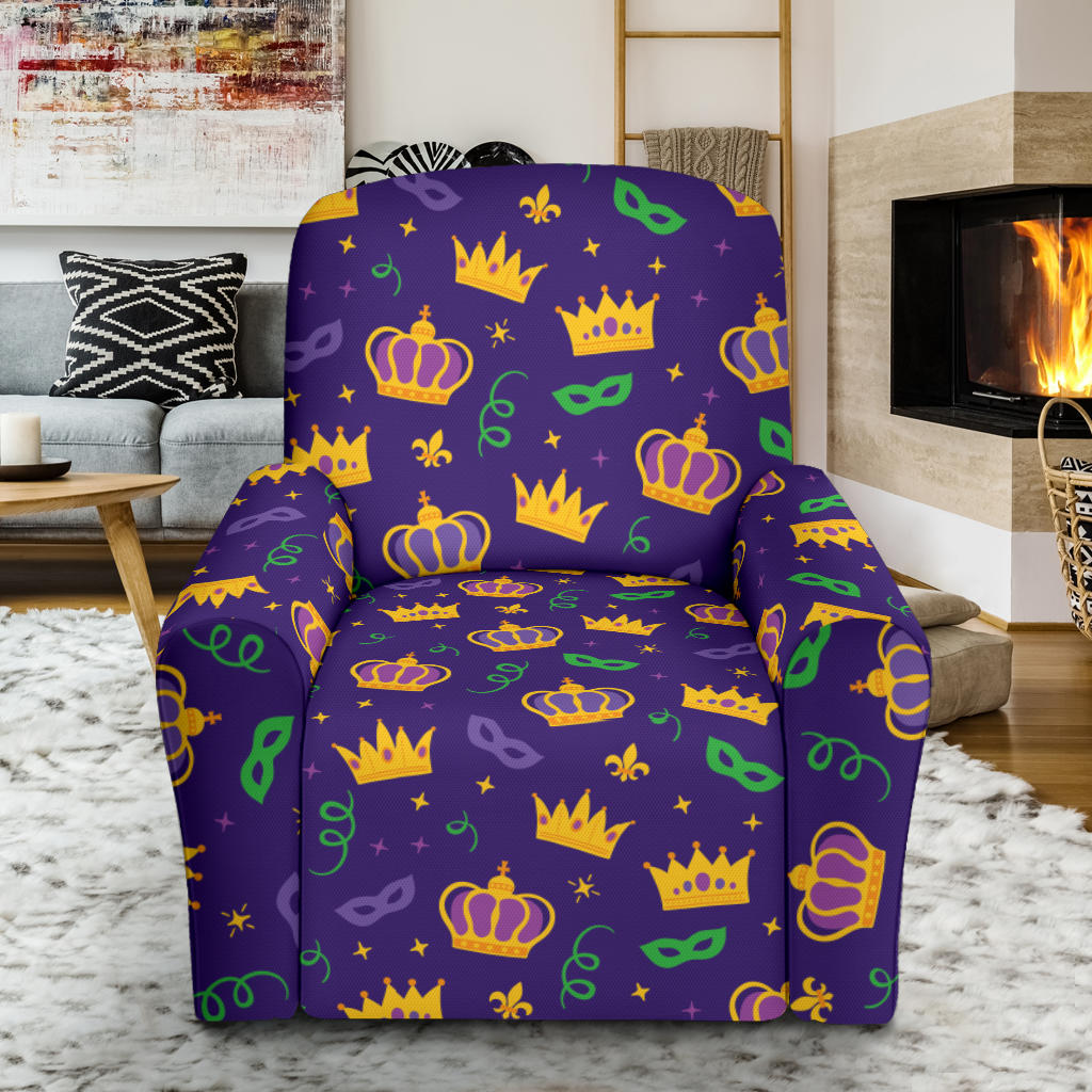 Mardi Gras Pattern Print Design 03 Recliner Slipcover with Pocket
