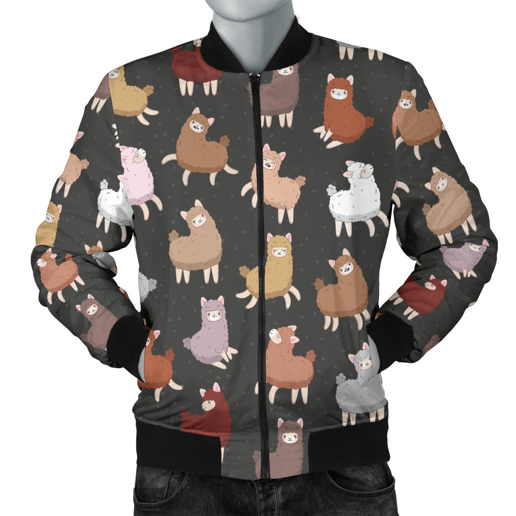 Alpaca Cute Design Themed Print Men Bomber Jacket