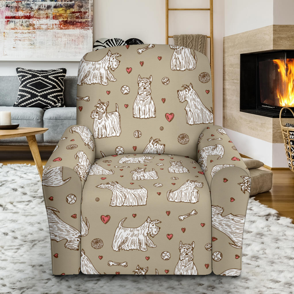 Scottish Terriers Print Design LKS3017 Recliner Slipcover with Pocket