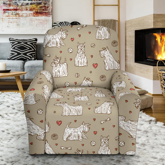 Scottish Terriers Print Design LKS3017 Recliner Slipcover with Pocket