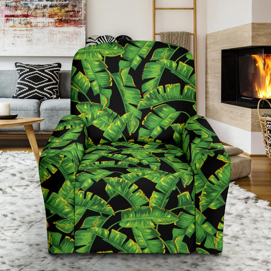Banana Leaf Pattern Print Design 03 Recliner Slipcover with Pocket