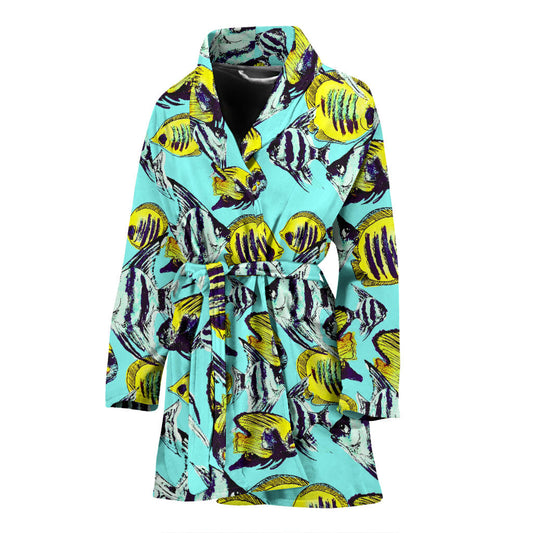 Angelfish Pattern Print Design 02 Women Bathrobe