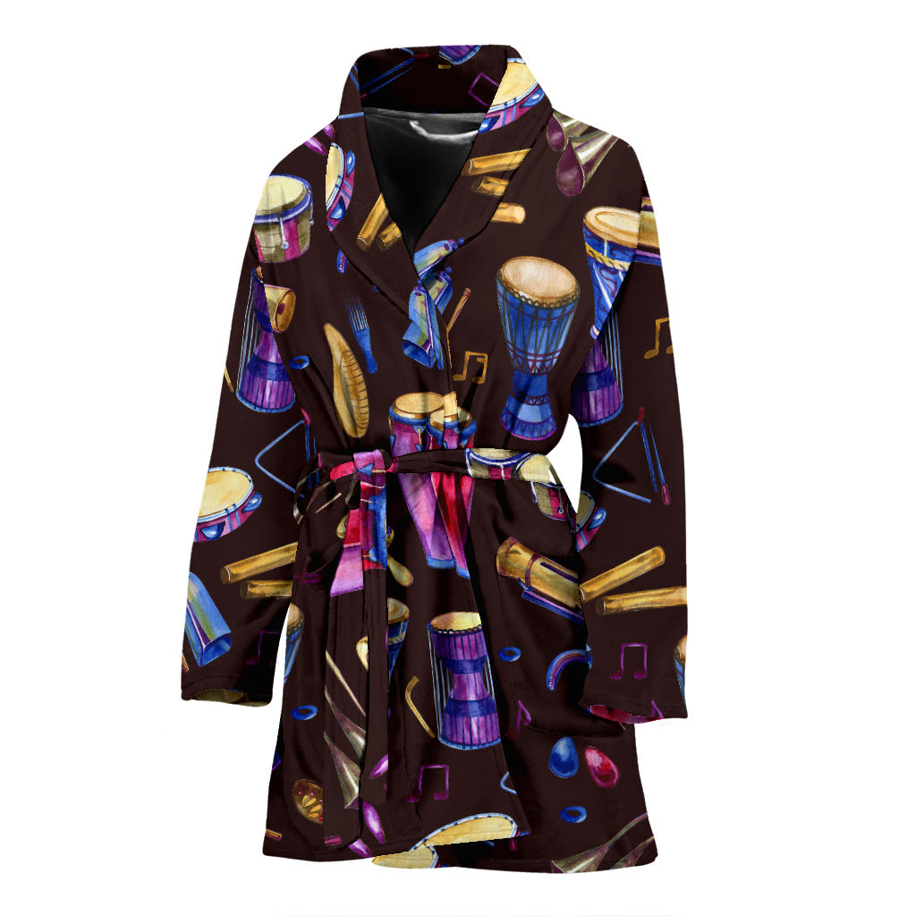 Percussion Neon Pattern Print Design 04 Women Bathrobe