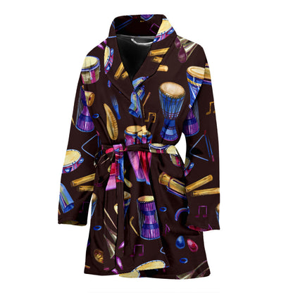 Percussion Neon Pattern Print Design 04 Women Bathrobe