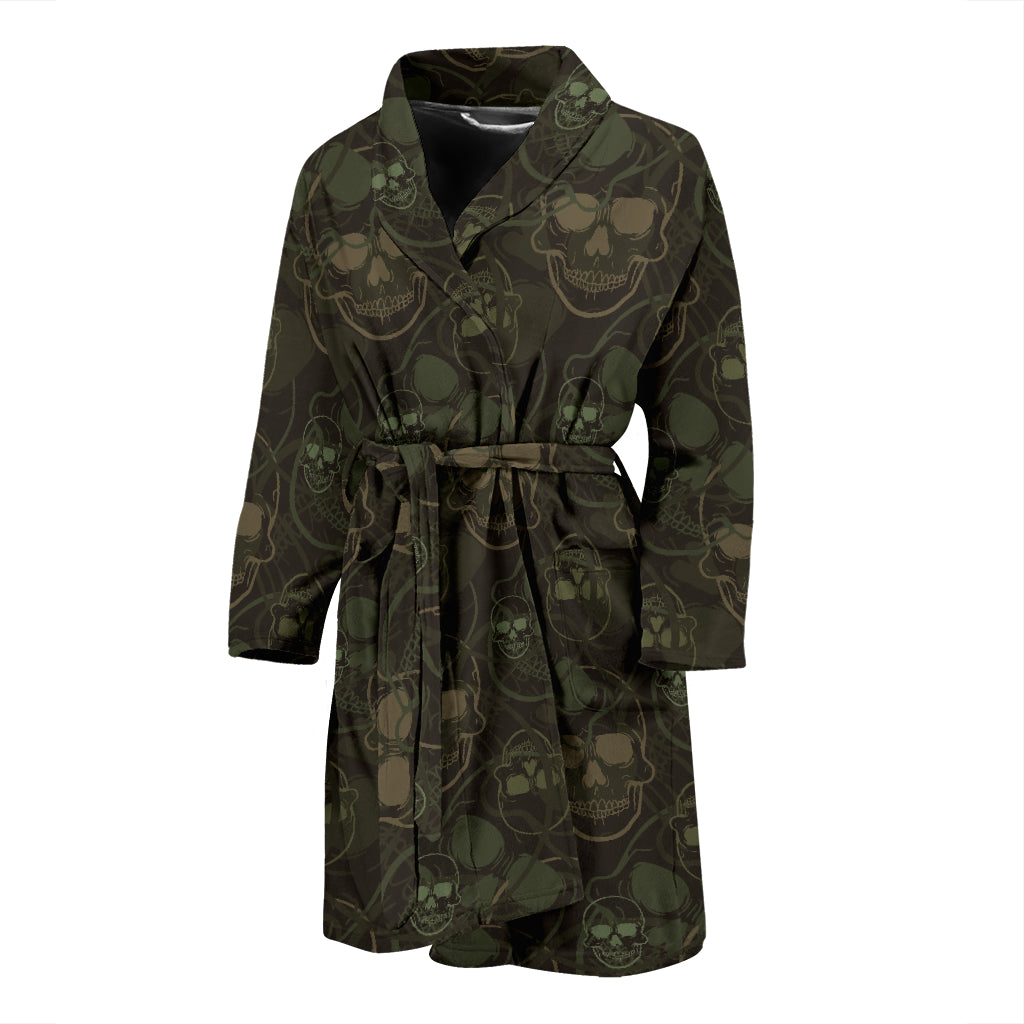 Skull Camo Style Print Design LKS308 Men Bathrobe