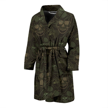 Skull Camo Style Print Design LKS308 Men Bathrobe
