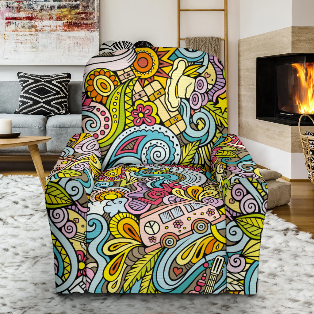 Hippie Print Design LKS301 Recliner Slipcover with Pocket
