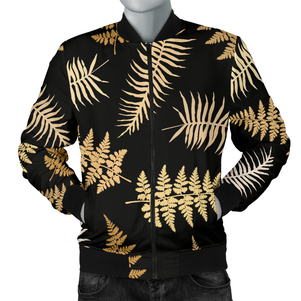 Fern Leave Bright Print Pattern Men Bomber Jacket