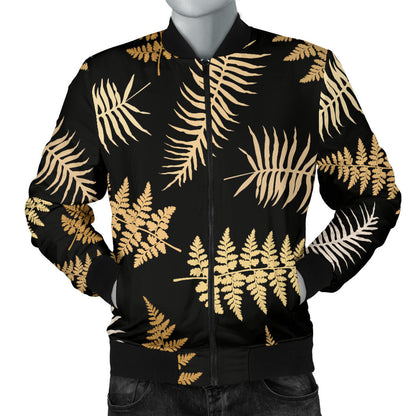 Fern Leave Bright Print Pattern Men Bomber Jacket