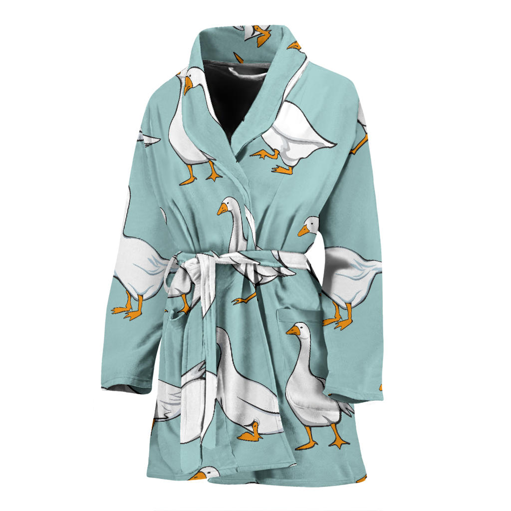 Goose Pattern Print Design 02 Women Bathrobe