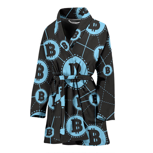 Cryptocurrency Pattern Print Design 02 Women Bathrobe