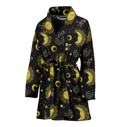 Sun Moon Print Design LKS301 Women Bathrobe