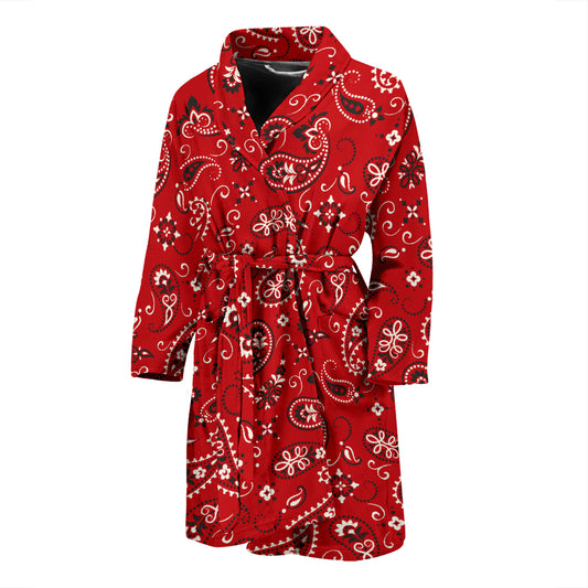 Bandana Paisley Red Print Design LKS3011 Men Bathrobe