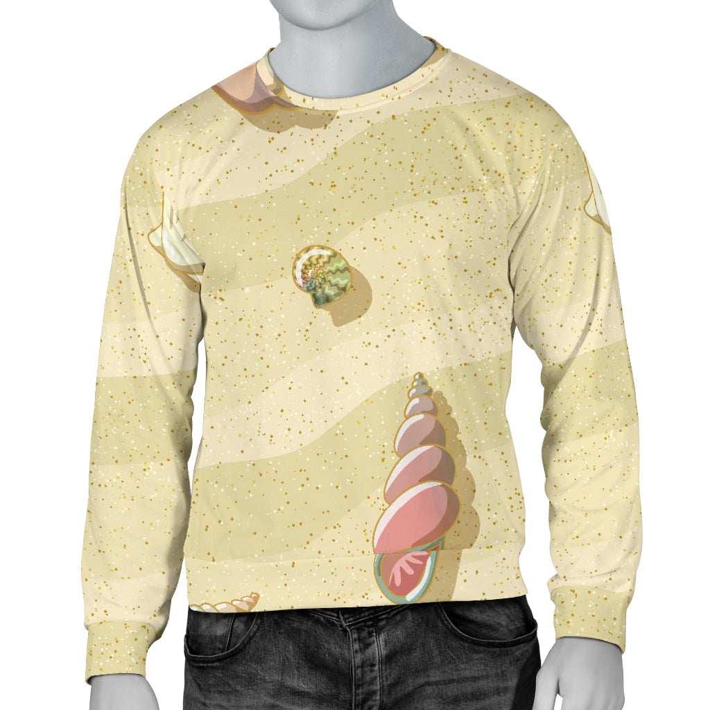 Beach with Seashell Theme Men Long Sleeve Sweatshirt