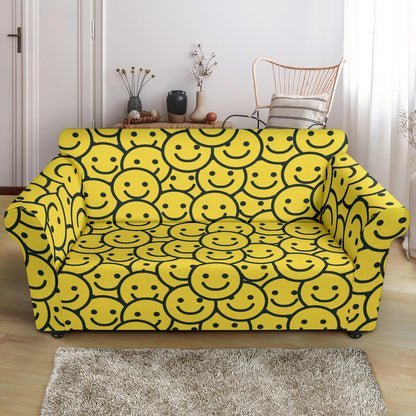 Smiley Face Emoji Print Design LKS302 Loveseat Couch Slipcover
