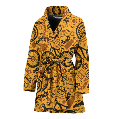Mountain bike Pattern Print Design 03 Women Bathrobe