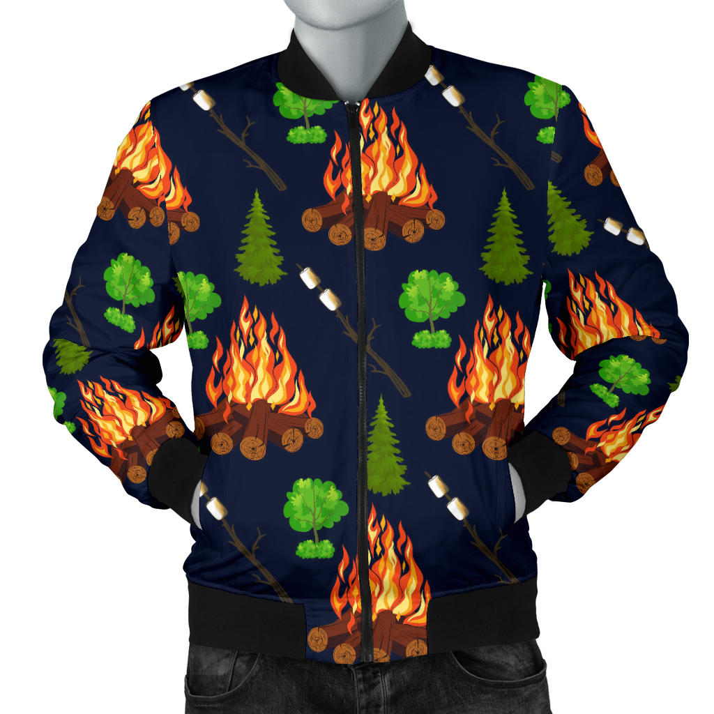 Camfire marshmallow Camping Design Print Men Bomber Jacket