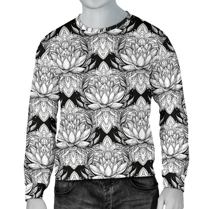 Lotus Mandala Print Pattern Men Long Sleeve Sweatshirt
