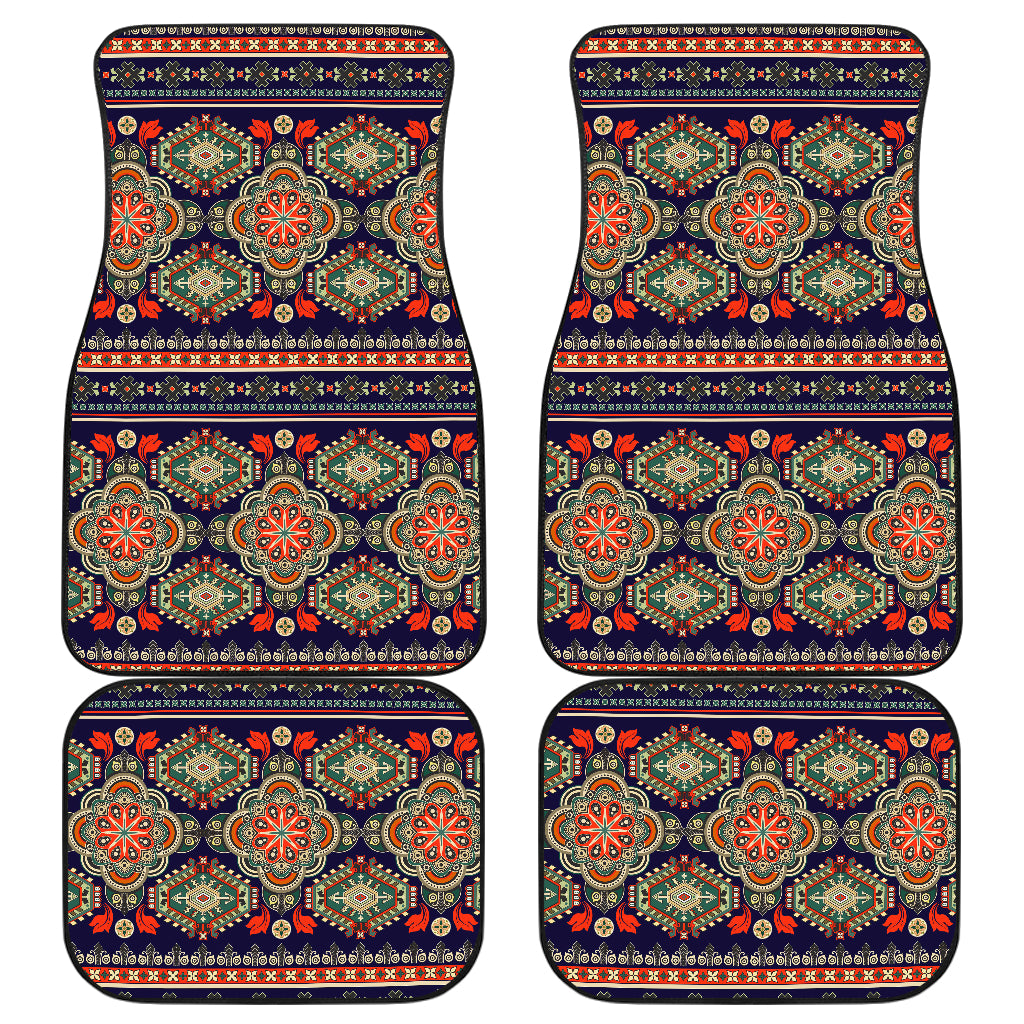 Ethnic Geometric Print Pattern Car Floor Mats Front Back