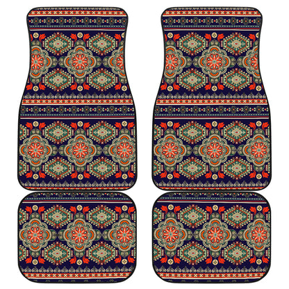 Ethnic Geometric Print Pattern Car Floor Mats Front Back