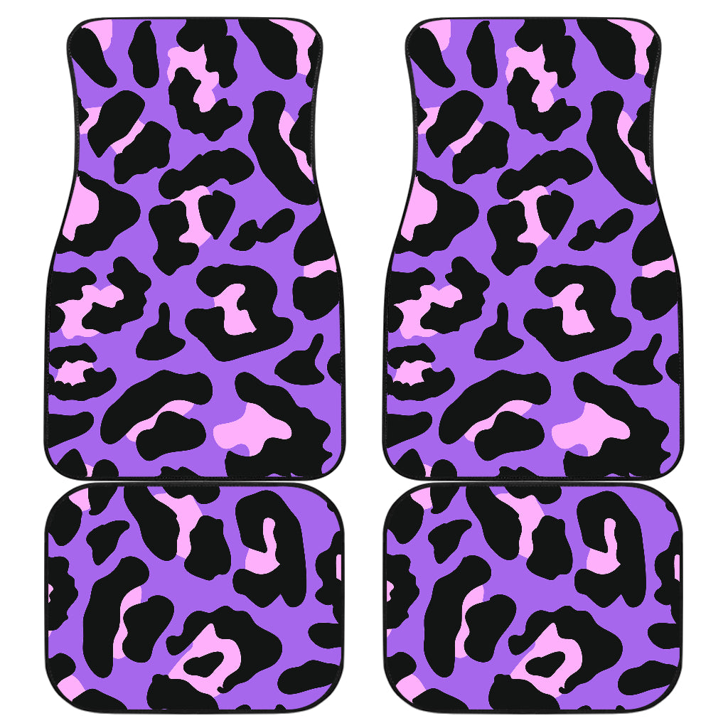 Cheetah Purple Neon Print Pattern Car Floor Mats Front Back