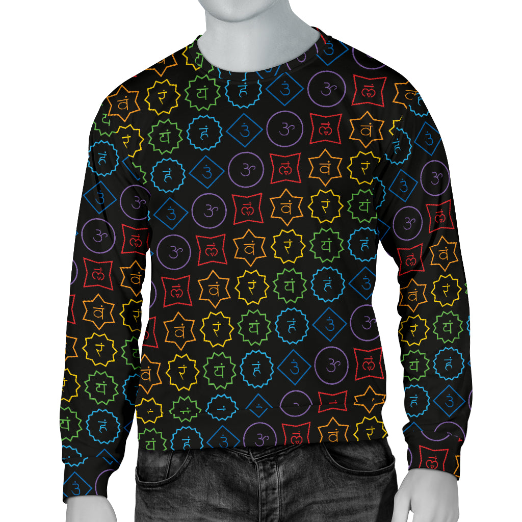 Chakra Colorful Symbol Pattern Men Long Sleeve Sweatshirt