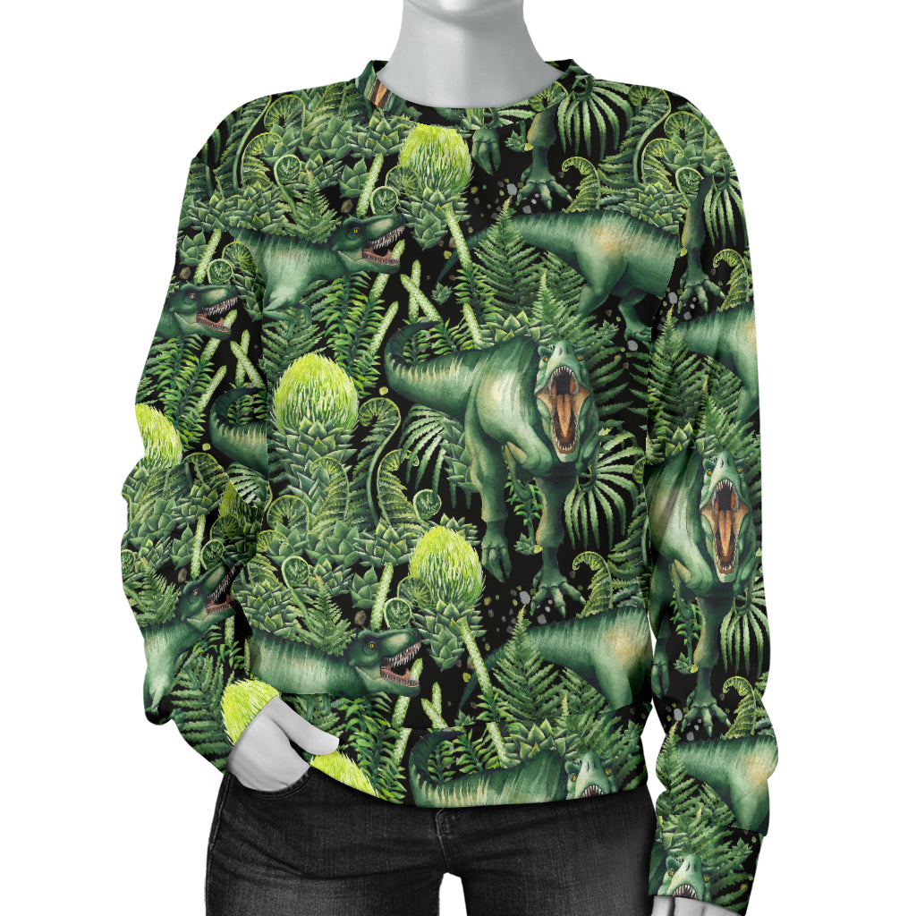 Dinosaur T Rex Print Pattern Women Long Sleeve Sweatshirt