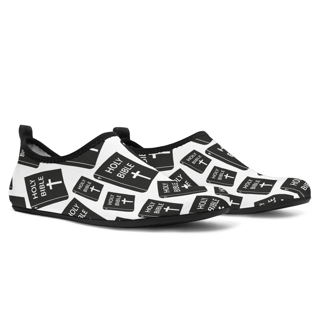 Christian Holy Bible Book Pattern Aqua Water Shoes