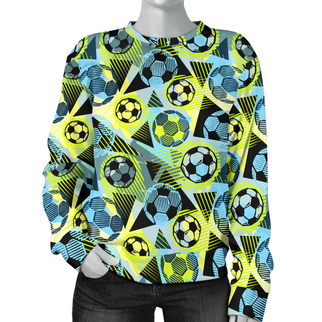 Soccer Ball Themed Print Design Women Long Sleeve Sweatshirt
