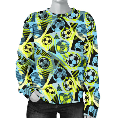 Soccer Ball Themed Print Design Women Long Sleeve Sweatshirt