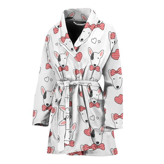 Bull Terriers Pattern Print Design 08 Women Bathrobe