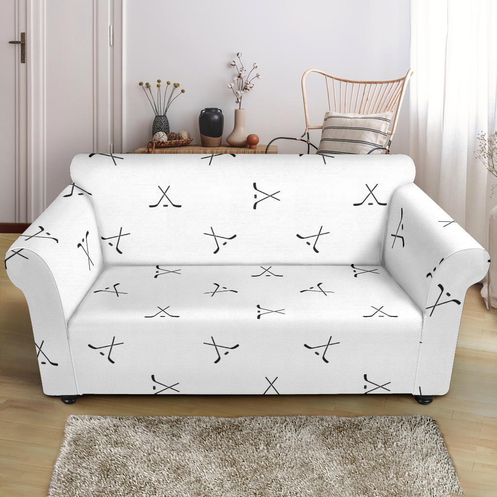 Hockey Print Design LKS304 Loveseat Couch Slipcover