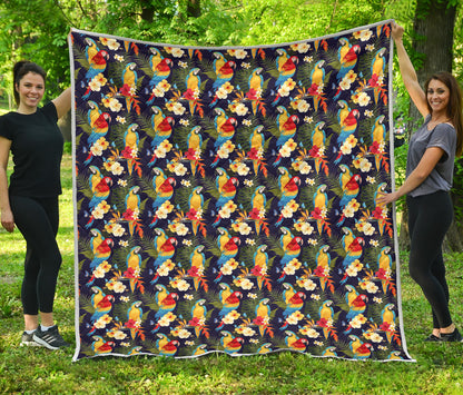 Parrot Themed Design Quilt Bedspread