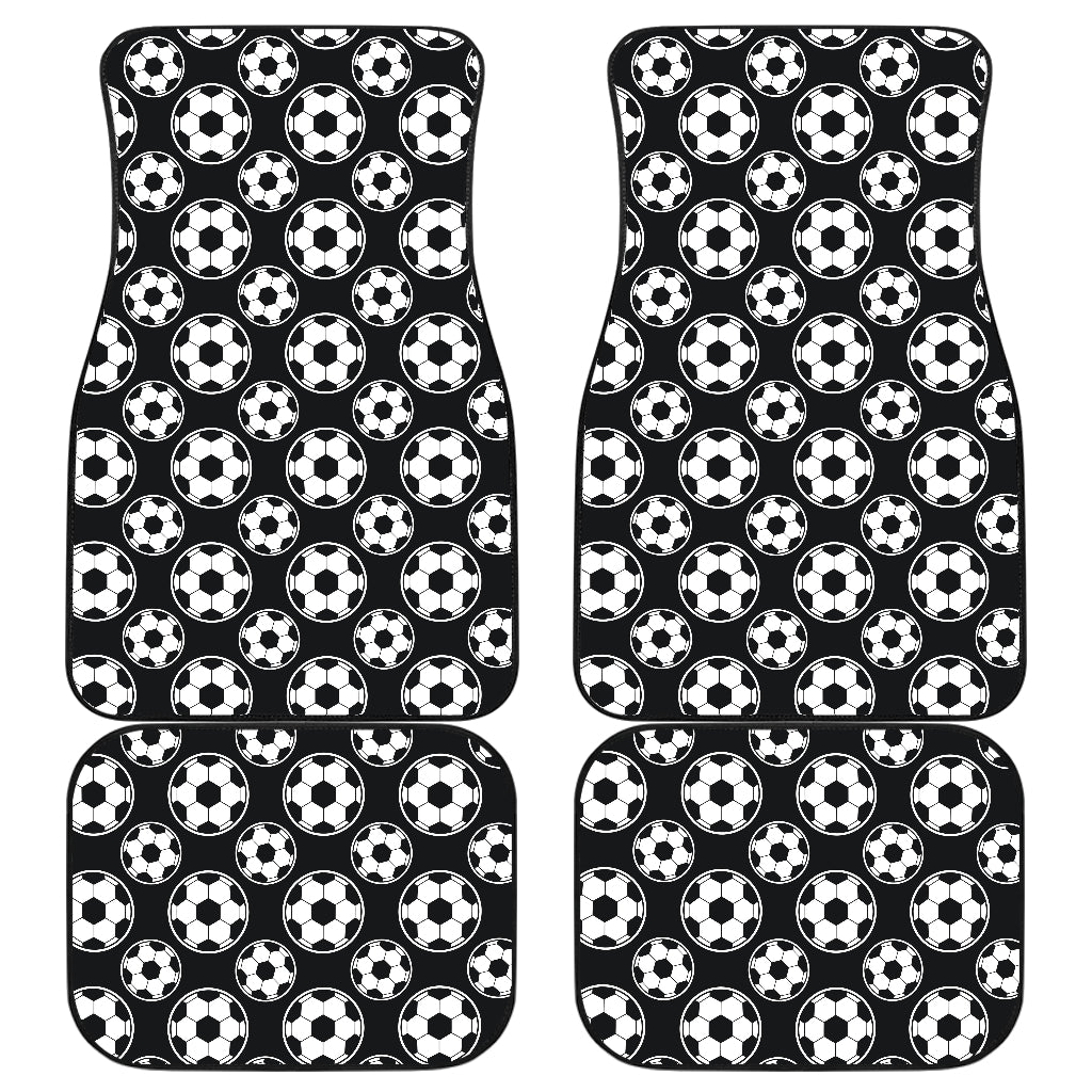 Soccer Ball Black Print Pattern Car Floor Mats Front Back