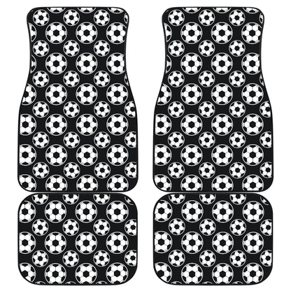 Soccer Ball Black Print Pattern Car Floor Mats Front Back