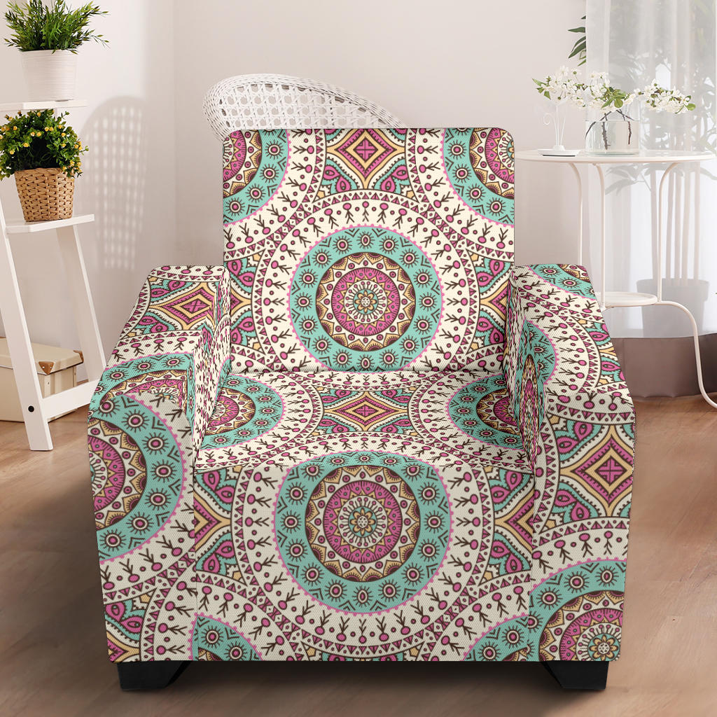 Bohemian Round Style Print Armchair Slipcover