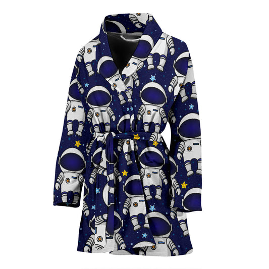 Astronaut Pattern Print Design 01 Women Bathrobe