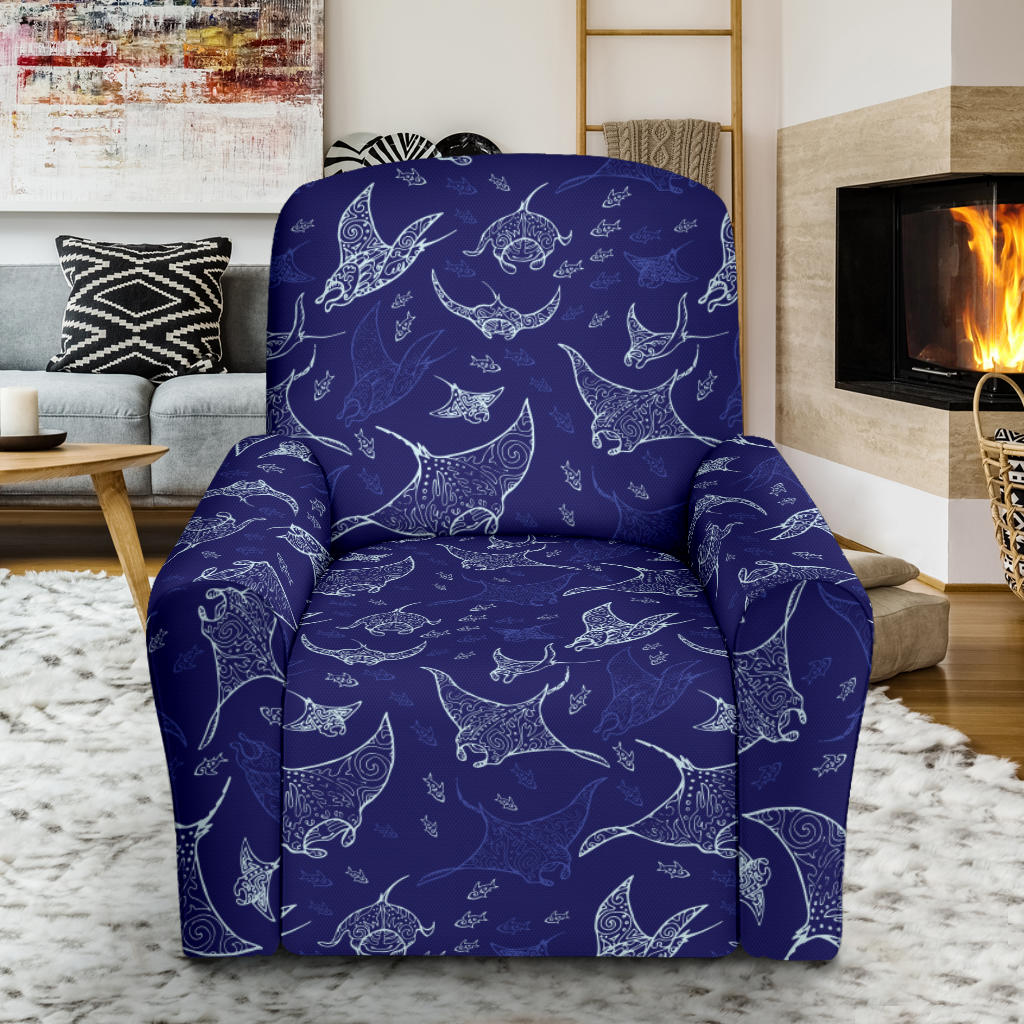Manta Ray Print Design LKS401 Recliner Slipcover with Pocket